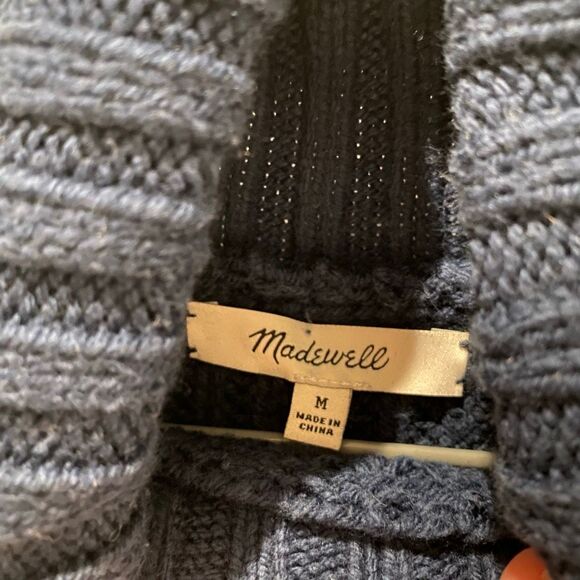 Madewell Wide Rib Turtleneck Sweater in Classic Indigo Stripe Medium - Picture 8 of 8